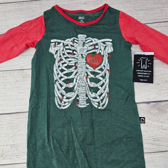 NWT‎ Rags To Raches Toddler Boy Xmas Skeleton Romper Size 2T - Picture 1 of 6